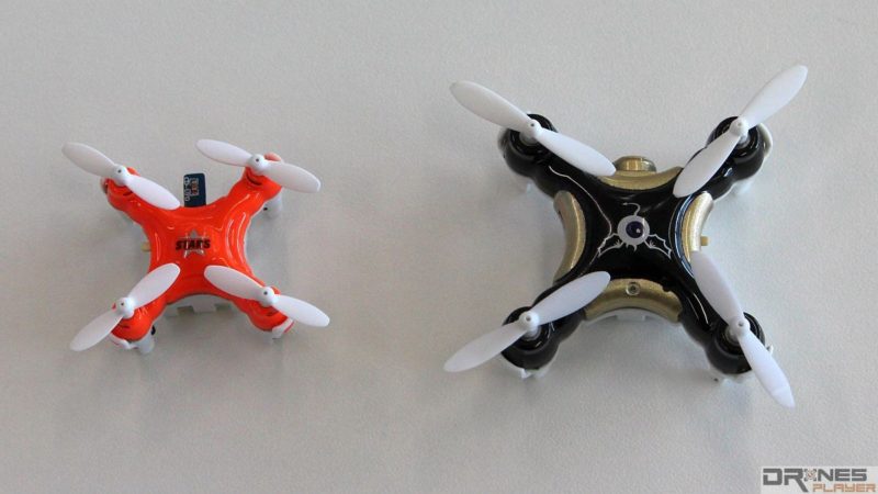 DHD D1 Drone（左）跟與全球最小航拍機 Cheerson CX-10C （右）相比，更細上一個碼。