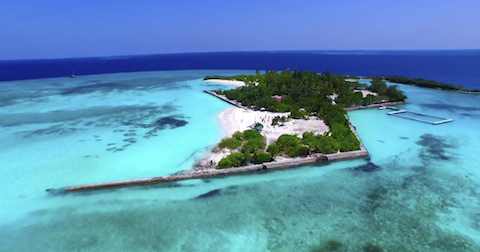 馬爾代夫無比清澈的碧綠海洋。