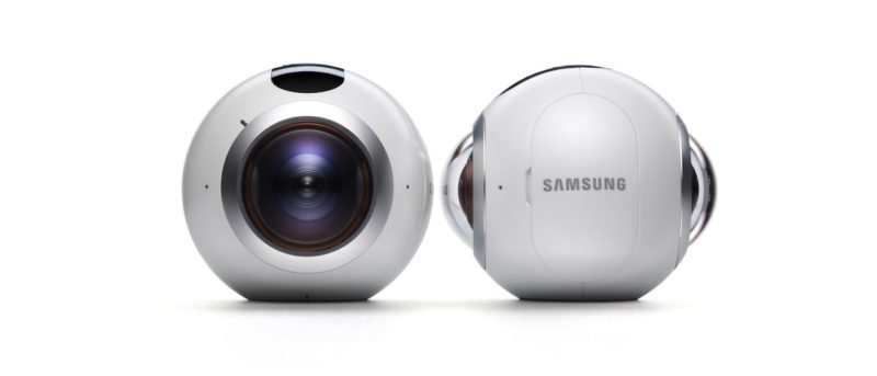 Samsung Gear 360 機身前後均配備魚眼鏡頭，機頂則設有簡約按鈕。