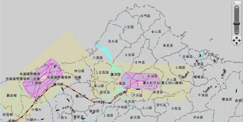 台北機場禁飛地點地圖一覽