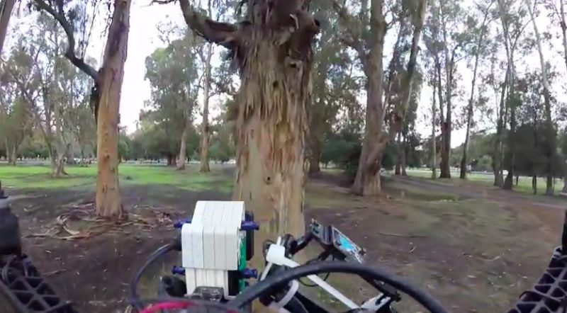 Skydio 能偵測到樹木並自動避開。
