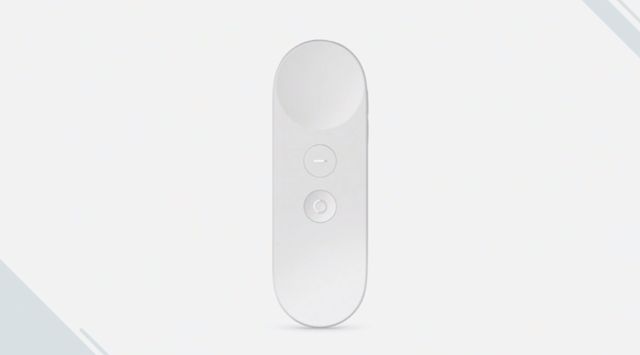 Google 的體感遙控器設計簡約，有點像任天堂的 Wii 遙控器。
