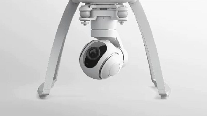小米無人機的球形相機雲台可作平移、俯仰、橫滾移動。