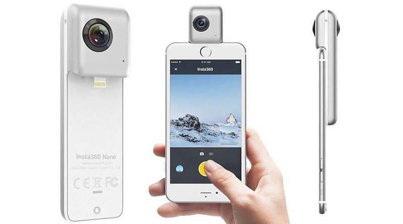 Insta360 Nano 配備 Lightning 接口，插上 iPhone 後即可開始拍攝。