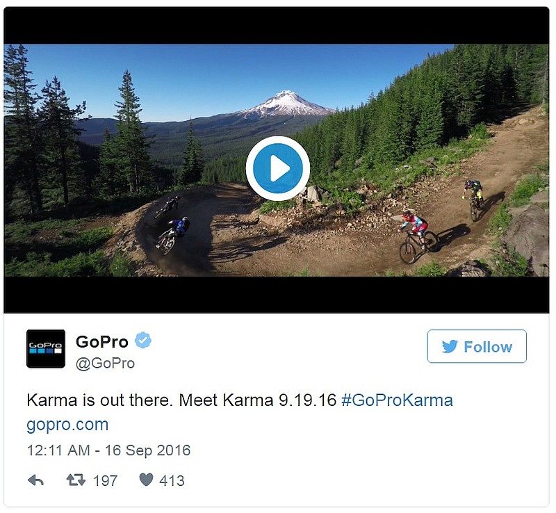 GoPro 在 2016 年 9 月 15 日於官方 YouTube 頻道釋出《GoPro: Karma Is Out There》宣傳片後，隨即在翌日於官方 Twitter 帳戶轉貼有關短片。