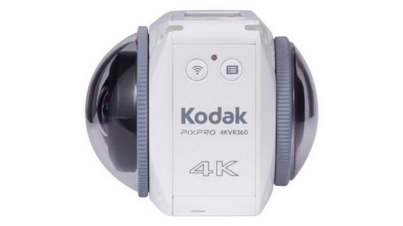 從側面可見，Kodak 4KVR360 機身前後兩組鏡頭的大小不一，全因兩組鏡頭擁有不同視角。
