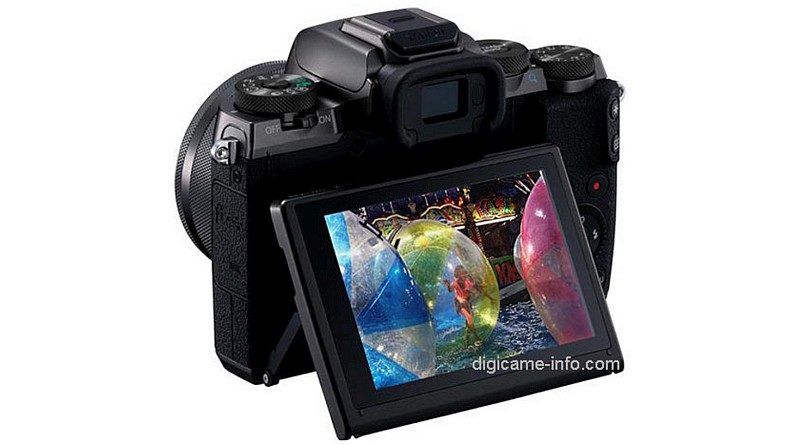 疑似 Canon EOS M5 機背設有可上下翻摺的屏幕。（圖片來源：翻攝自 Digicame-Info）