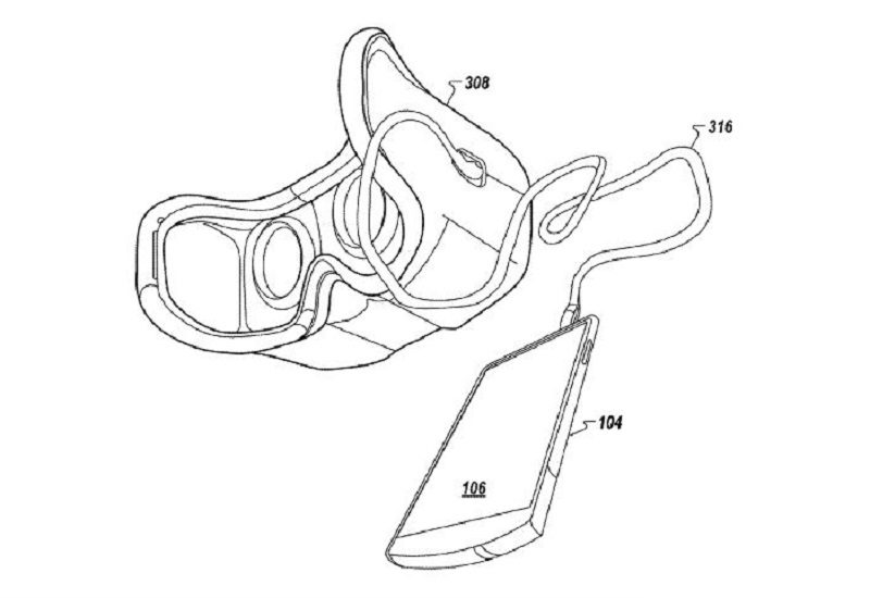 根據專利文件，用户可通過手機來操控 Google VR 眼鏡，全賴手機已通過線材跟眼鏡相連。