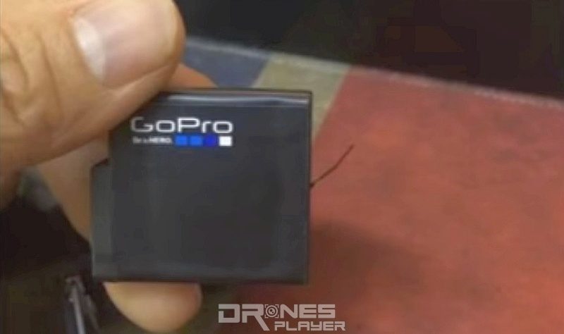 網路流傳的 GoPro Hero 5 充電池諜照。電池表面印有 GoPro 標誌，電池容量為 1,220 mAh。