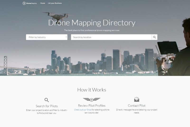 DroneDeploy 無人機測繪服務名冊網站的主頁。