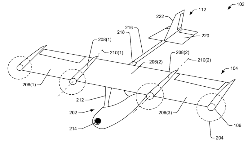 Amazon - In-flight reconfigurable hybrid unmanned aerial vehicle 專利 - 水平飛行狀態