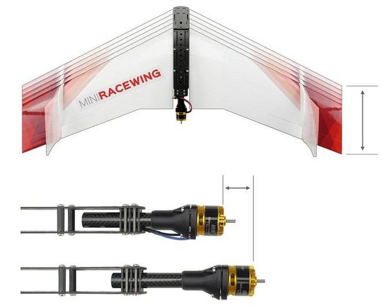 MiniRaceWing 可微調機翼和螺旋槳的前後位置，從而改變機體重心。