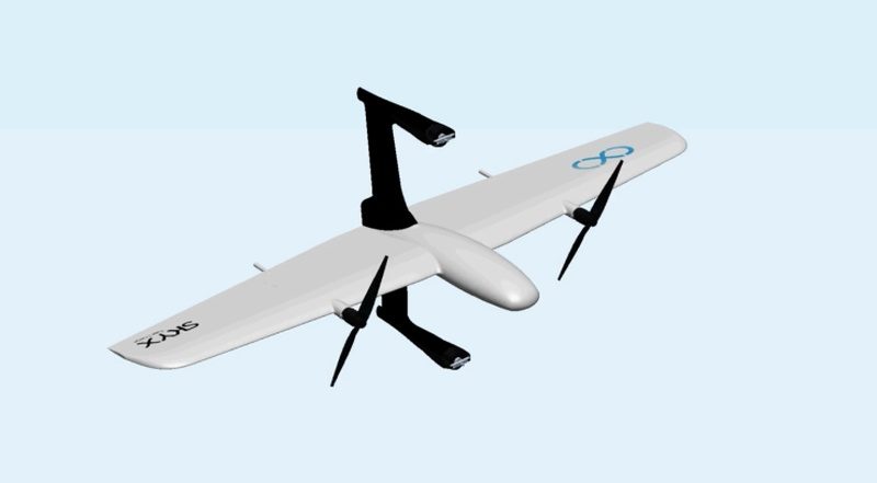 兼具四旋翼和固定翼結構的 SkyOne 無人機既可垂直起降，又在空中水平滑翔。