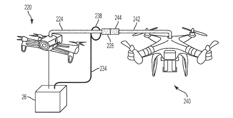 IBM 專利 - In flight transfer of packages between aerial drones - 示範圖
