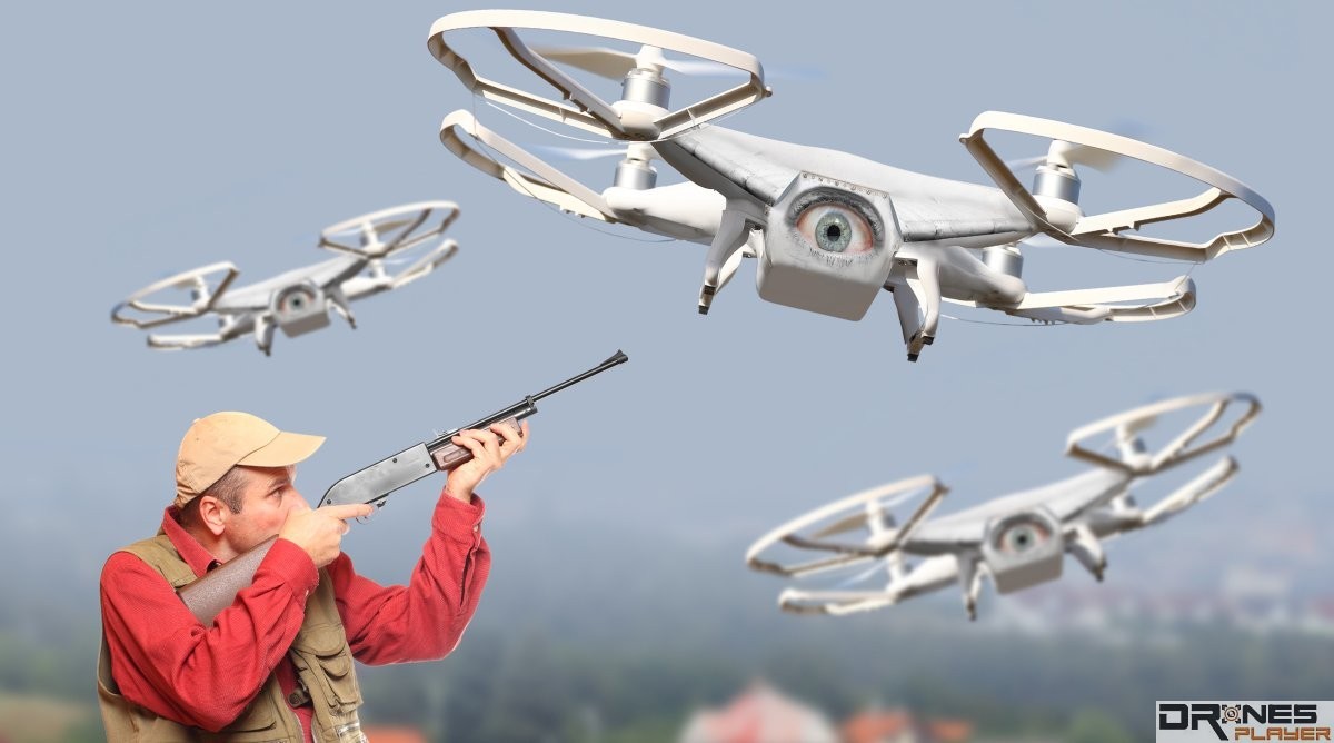 man shoot drone