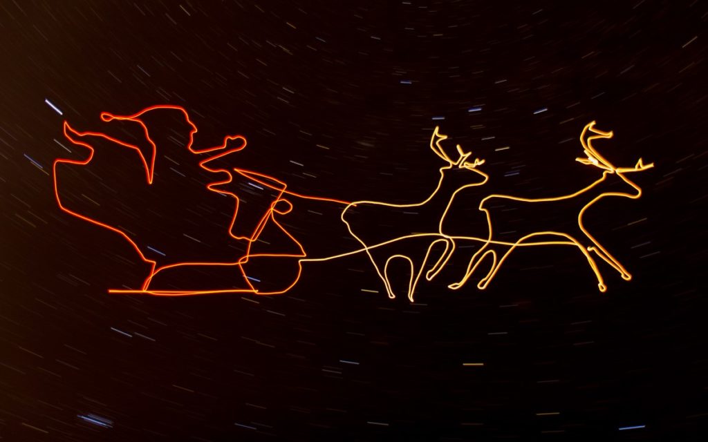 Ascending Technologies 光影塗鴉：聖誕老人與馴鹿雪橇