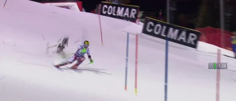 航拍機險撞滑雪選手 Hirscher Slalom