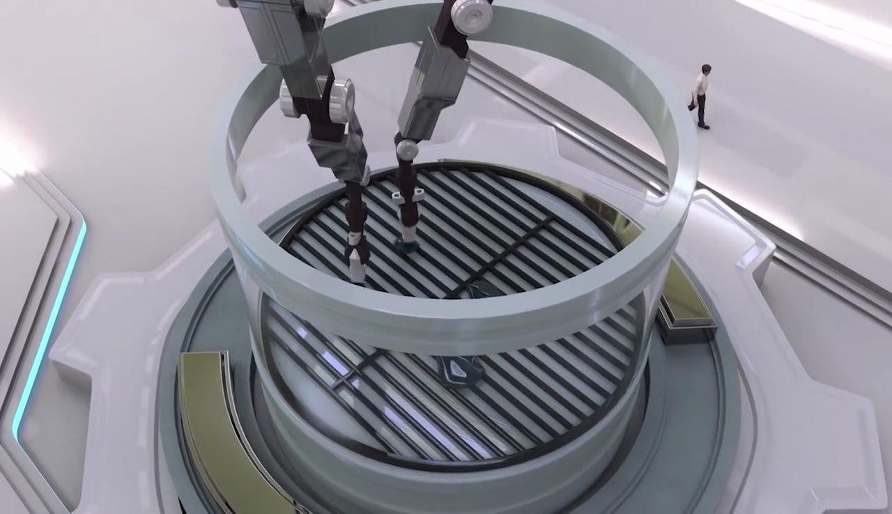 Chemputer 系統會指令機械手臂放置特殊物料至「培養缸」。