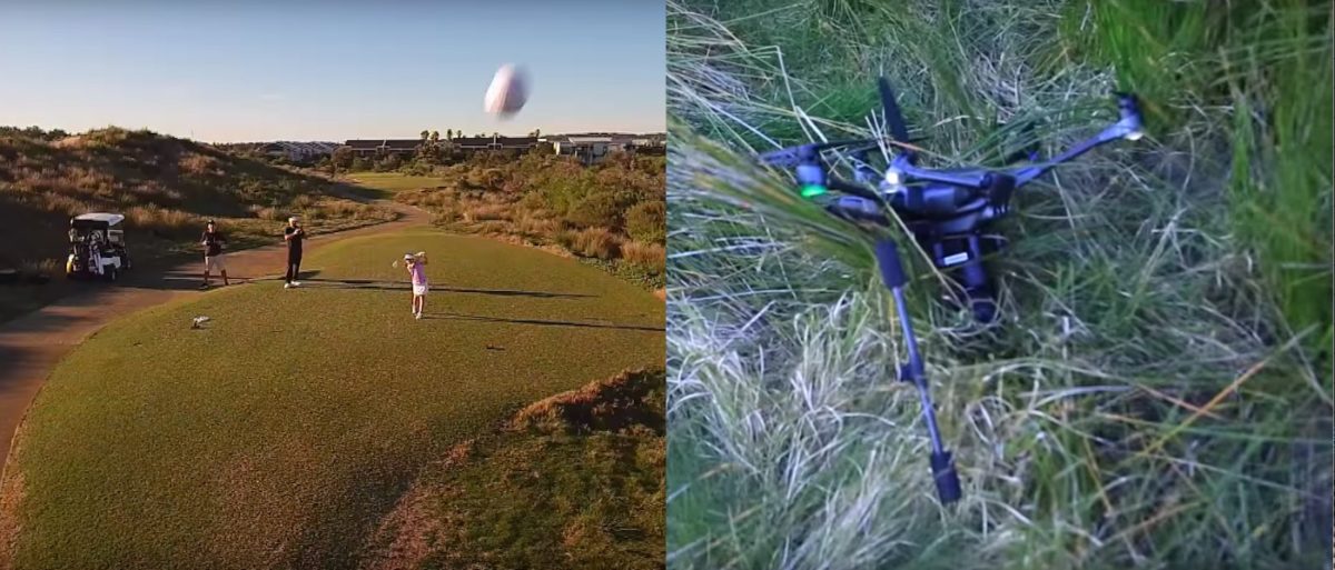 australia-golf-drone 澳洲 女孩 高爾夫球 擊中