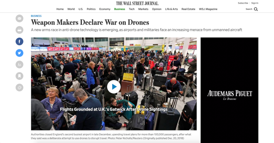 華爾街日報：武器商向無人機宣戰　市場銷售額將達逾 10 億美元