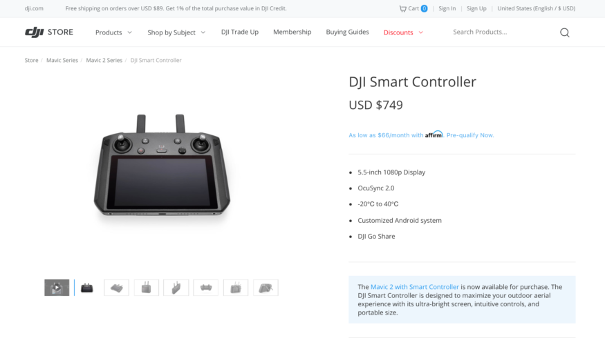 中美貿易戰「拖累」　DJI Smart Controller 美國定價加 15%