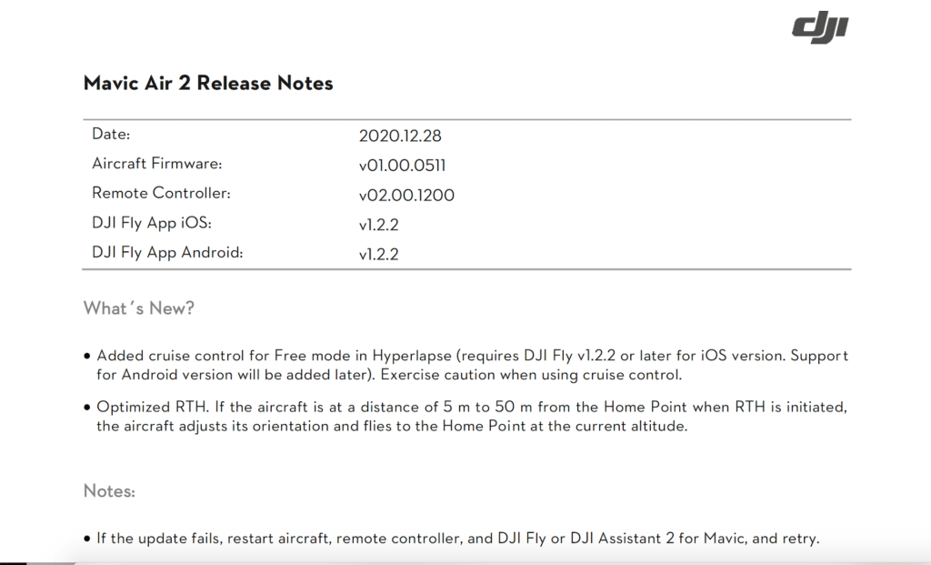 DJI Mavic Air 2 及 Mini 2 固件升級　某新支持功能只限用於大陸